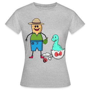 Cacahuète Zookeeper Dino bébé oeuf de naissance - T-shirt Femme - gris chiné - Devant - AI Model Female 172 dark (172cm)