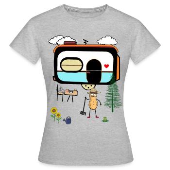cacahuète camping caravane vacances noix - T-shirt Femme - gris chiné - Devant - AI Model Female 172 dark (172cm)
