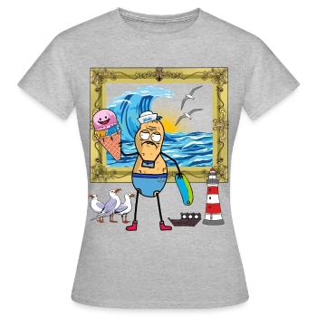 Erdnuss witzig Urlaubsreif Pleite Zuhause Ferien - Frauen T-Shirt - Grau meliert - Vorne - AI Model Female 172 dark (172cm)