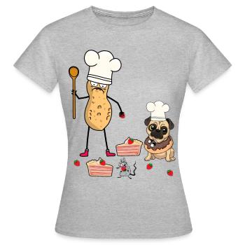 Cacahuètes Pâtisserie Animaux Chien Pâtisserie Boulanger Noix - T-shirt Femme - gris chiné - Devant - AI Model Female 172 dark (172cm)