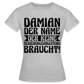 Vorname Damian - Frauen T-Shirt - Grau meliert - Vorne - AI Model Female 172 dark (172cm)