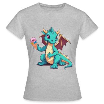 Drache Drachen Kind Kinder Eiskrem Baby - Frauen T-Shirt - Grau meliert - Vorne - AI Model Female 172 dark (172cm)