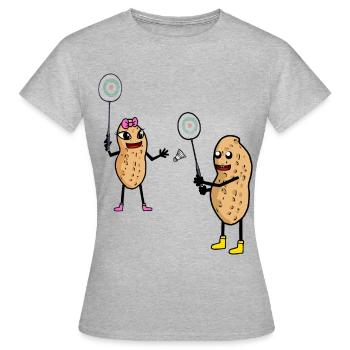 Erdnuss Tennis Tennisspieler Erdnüsse Nuss Nüsse - Frauen T-Shirt - Grau meliert - Vorne - AI Model Female 172 dark (172cm)