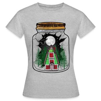 House Winter Snow Snowfall Moon Christmas Xmas - Women's T-Shirt - heather grey - Front - AI Model Female 172 dark (172cm)