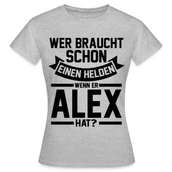 Alexander Alexandra Alexa Alex - Frauen T-Shirt - Grau meliert - Vorne - AI Model Female 172 dark (172cm)