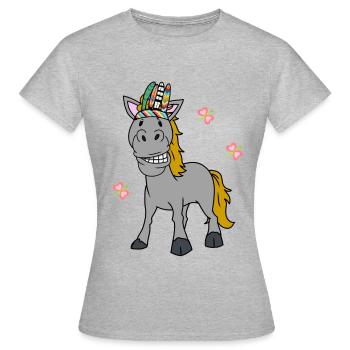 Chaman Cheval Poney Chaman Printemps - T-shirt Femme - gris chiné - Devant - AI Model Female 172 dark (172cm)