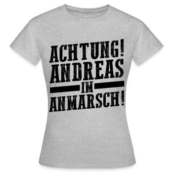 Prénom Andreas - T-shirt Femme - gris chiné - Devant - AI Model Female 172 dark (172cm)