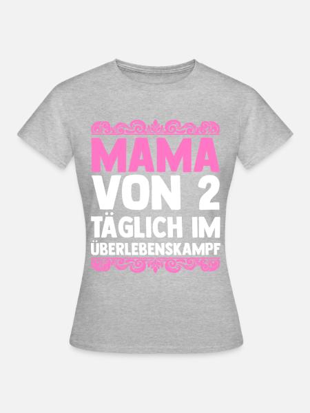 Mama Von 2 Kindern - Frauen T-Shirt - Grau meliert