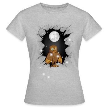 Hibou hibou hibou lune - T-shirt Femme - gris chiné - Devant - AI Model Female 172 dark (172cm)