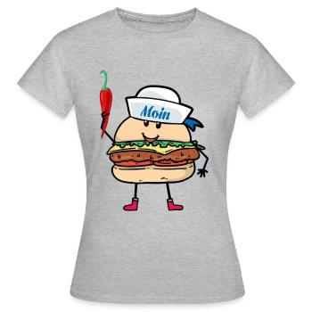 Seemann Seemänner maritim Seefahrt Moin - Frauen T-Shirt - Grau meliert - Vorne - AI Model Female 172 dark (172cm)