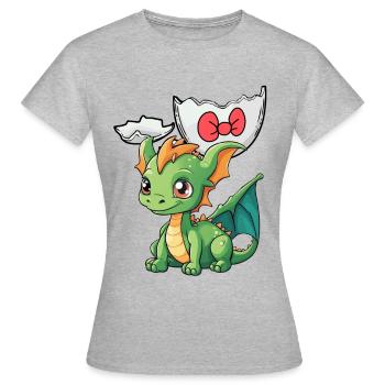 Dragon Bébé Oeuf Coquille Naissance Éclosion Oeuf Enfants - T-shirt Femme - gris chiné - Devant - AI Model Female 172 dark (172cm)