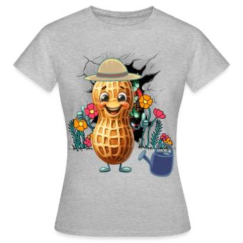 Nature, Amoureux de la Nature, Cacahuète, Fleurs, Fleur, Noix - T-shirt Femme - gris chiné - Devant - AI Model Female 172 dark (172cm)