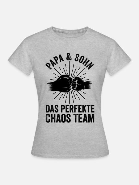 Vater Papa Und Sohn - Frauen T-Shirt - Grau meliert