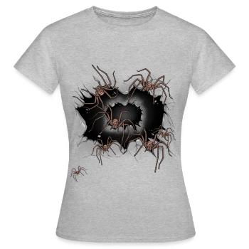 Spinne Spinnen Halloween - Frauen T-Shirt - Grau meliert - Vorne - AI Model Female 172 dark (172cm)