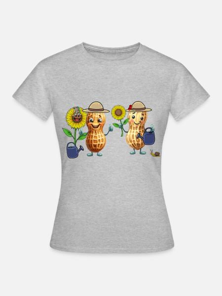 Erdnuss Gärtner Gartenarbeit Blumen Erdnüsse - Frauen T-Shirt - Grau meliert