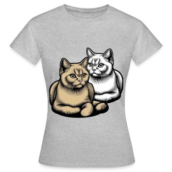 Katze Katzen Tierfreund - Frauen T-Shirt - Grau meliert - Vorne - AI Model Female 172 dark (172cm)