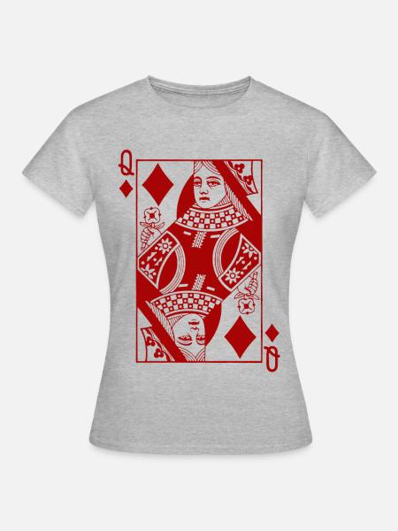Karo Königin Kartenspiel - Frauen T-Shirt - Grau meliert