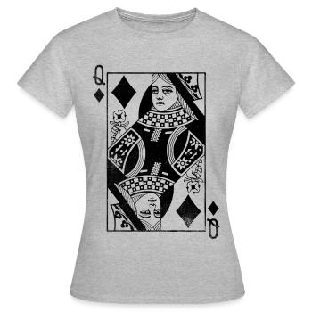 Karo Königin Spielkarte - Frauen T-Shirt - Grau meliert - Vorne - AI Model Female 172 dark (172cm)