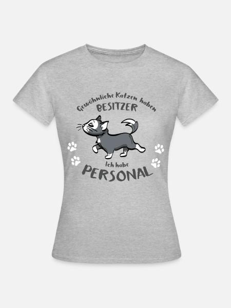 Lustiges Katzen Geschenk - Frauen T-Shirt - Grau meliert
