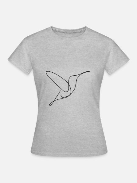 Strichgrafikvogel - Frauen T-Shirt - Grau meliert