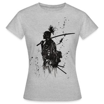 Samurai - Frauen T-Shirt - Grau meliert - Vorne - AI Model Female 172 dark (172cm)
