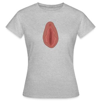 Vagina Pussy Muschi Geschlechtsteil Geburtstag - Frauen T-Shirt - Grau meliert - Vorne - AI Model Female 172 dark (172cm)