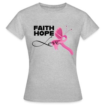 Faith hope love Brustkrebs Frauen Schleife - Frauen T-Shirt - Grau meliert - Vorne - AI Model Female 172 dark (172cm)