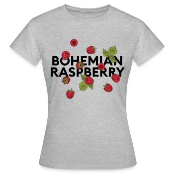 "bohemian raspberry" statement with raspberries - Women's T-Shirt - heather grey - Front - AI Model Female 172 dark (172cm)