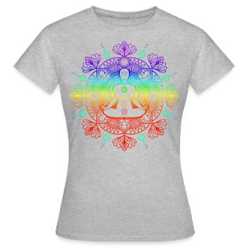 Yoga Meditation Esoterik - Frauen T-Shirt - Grau meliert - Vorne - AI Model Female 172 dark (172cm)