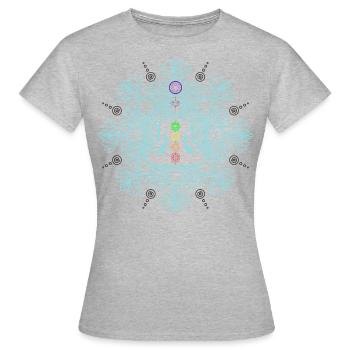 Esoterik Meditation Yoga - Frauen T-Shirt - Grau meliert - Vorne - AI Model Female 172 dark (172cm)