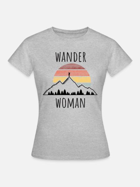 Wandern Wanderwoman - Frauen T-Shirt - Grau meliert
