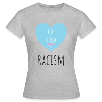 Gegen Rassismus Faschismus - Frauen T-Shirt - Grau meliert - Vorne - AI Model Female 172 dark (172cm)