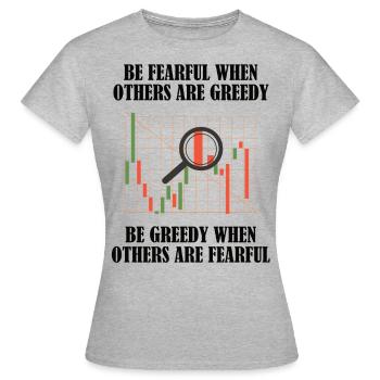 Finance - Crypto-monnaie - Dicton de l’argent - T-shirt Femme - gris chiné - Devant - AI Model Female 172 dark (172cm)