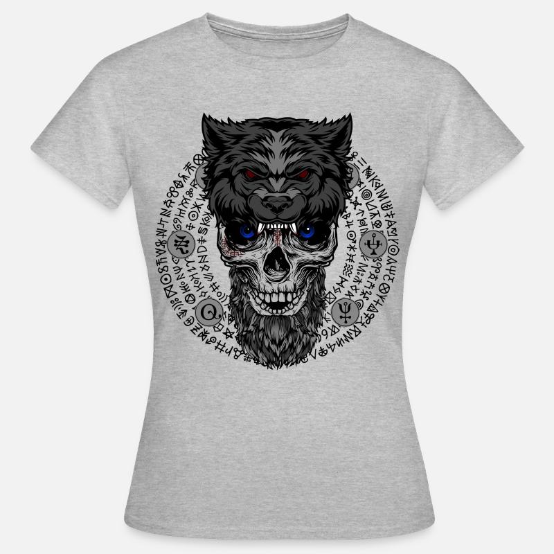 Viking skull with wolf cap - Women's T-Shirt - heather grey