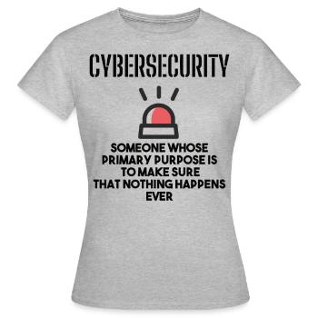 Cybersécurité - Informaticiens en sécurité des TI - T-shirt Femme - gris chiné - Devant - AI Model Female 172 dark (172cm)