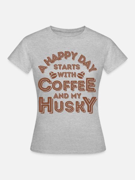 Husky Coffee Dog Café - Vrouwen T-shirt - grijs gemêleerd