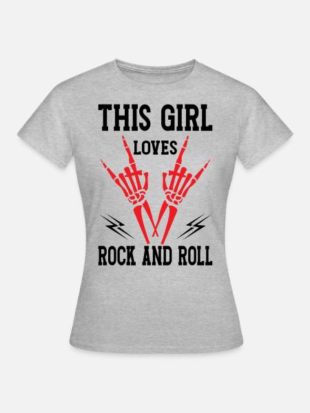 Rock and Roll Girl - Frauen T-Shirt - Grau meliert