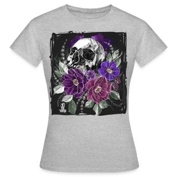 Bunter Skull für helle Sachen - Frauen T-Shirt - Grau meliert - Vorne - AI Model Female 172 dark (172cm)