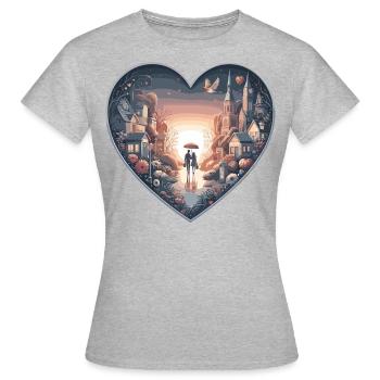 Herzlicher Sonnenuntergang - Frauen T-Shirt - Grau meliert - Vorne - AI Model Female 172 dark (172cm)