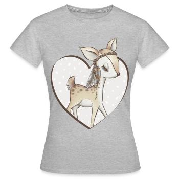 Reh Deer - Frauen T-Shirt - Grau meliert - Vorne - AI Model Female 172 dark (172cm)