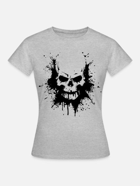 Schädel Schwermetall - Frauen T-Shirt - Grau meliert