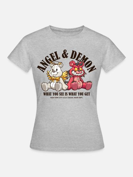 Engel und Dämon - Frauen T-Shirt - Grau meliert