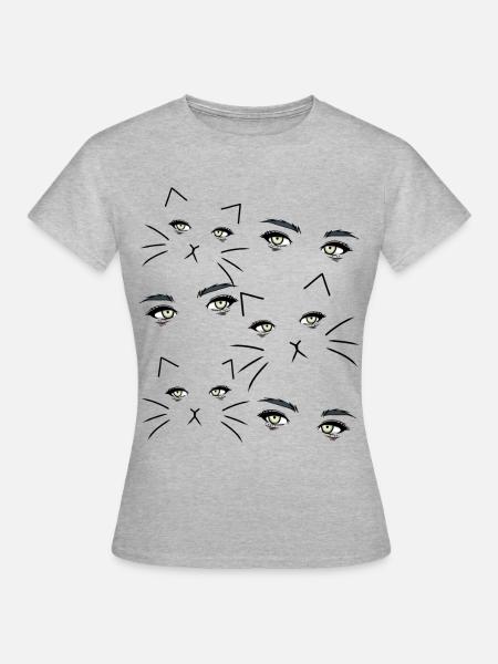 Fantasy Katzenaugen Katzenhalter Katze Katzen - Frauen T-Shirt - Grau meliert