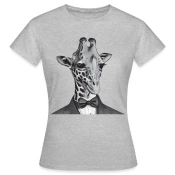 Elegante Giraffe im Anzug – elegantes Tierporträt - Frauen T-Shirt - Grau meliert - Vorne - AI Model Female 172 dark (172cm)