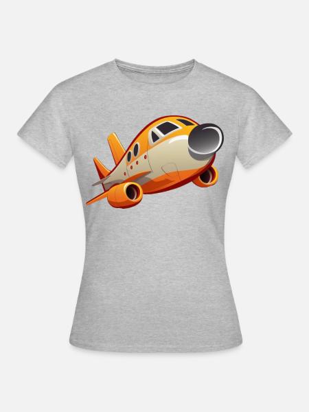 Comic Flugzeug - Frauen T-Shirt - Grau meliert
