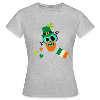 Kleeblatt,kleeblätter , Irland,totenkopf - Frauen T-Shirt - Grau meliert - Vorne - AI Model Female 172 dark (172cm)