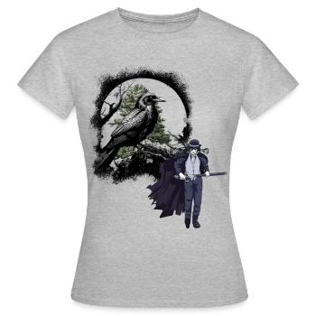 Horreur Halloween Corbeau Épéiste Corbeau Sombre - T-shirt Femme - gris chiné - Devant - AI Model Female 172 dark (172cm)