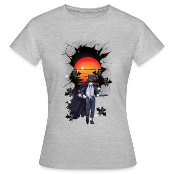 Horror Halloween Fleddermäuse Schwertkämpfer - Frauen T-Shirt - Grau meliert - Vorne - AI Model Female 172 dark (172cm)