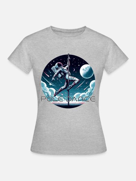 Pole Dance Astronautin Poledance Geschenk - Frauen T-Shirt - Grau meliert