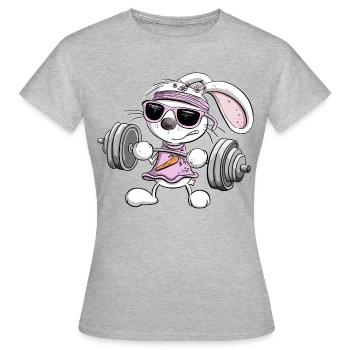 Krafttraining Hase Fitness Kraftsport - Frauen T-Shirt - Grau meliert - Vorne - AI Model Female 172 dark (172cm)